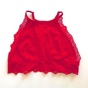 AERIE Red Lace Bralette Adjustable Straps Size Large